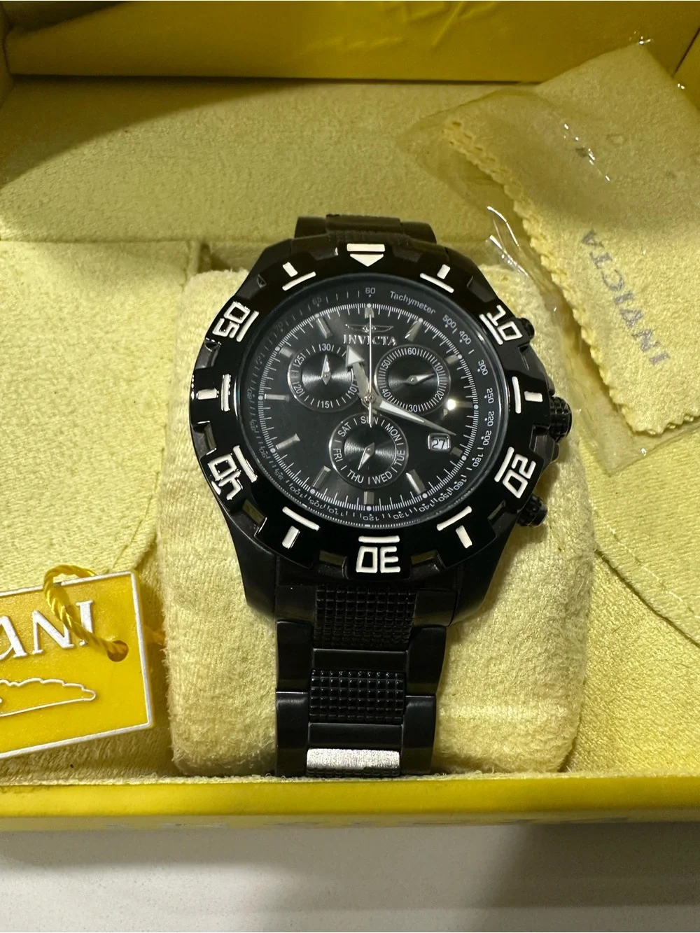 Invicta 6412 Specialty Chronograph Dive Watch Men 46mm Black Dial Black Tone